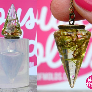 Cone Smooth Pendulum Clear Silicone Mold - HOUSE OF MOLDS 3d pendant mold for resin,super shiny surface no lateral cuts 29mm x 18 mm
