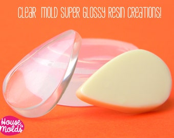 Molde plano transparente para resina, ideal para la fabricación de joyas brillantes (25 mm)