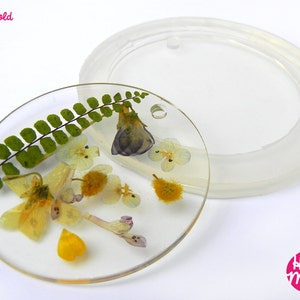 Big 60 mm Flat Circle with pre made hole Clear Silicone Mold , transparent Round Mold to make resin earrings , pendants keychains and more