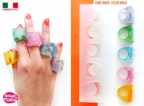 Cube Rings Clear Silicone Mold - Resin Rings Maker, 5 Sizes