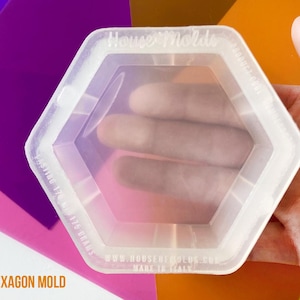 Molde hexagonal de 8 cm de diámetro para vertido profundo - Molde de silicona de alta calidad - Fabricado en Italia - Conservación de flores