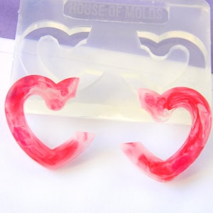HEART HOOPS earrings Clear Mold , easy to use, super shiny - house of molds