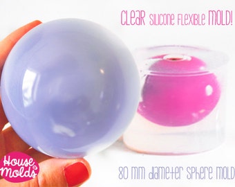 Clear Silicone Sphere Mold, Large Resin Ball, 8cm Diameter