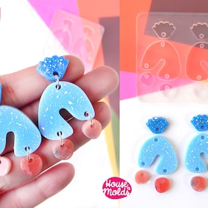 Madrid Dangle Earrings Clear Mold , Premade Holes ,super shiny - house of molds -made in italy