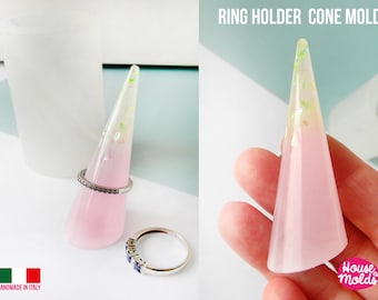 RINGS HOLDER CONE Clear Molds -  cone 61 mm height x 25 base diameter  - free standing -house of molds- ideal for Jesmonite and Resins