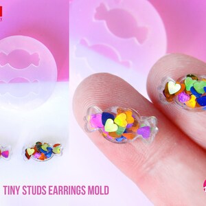 Candy Tiny studs earrings  Clear Mold  , 8 x 16 mm ,   thickness 3 mm - super shiny - house of molds