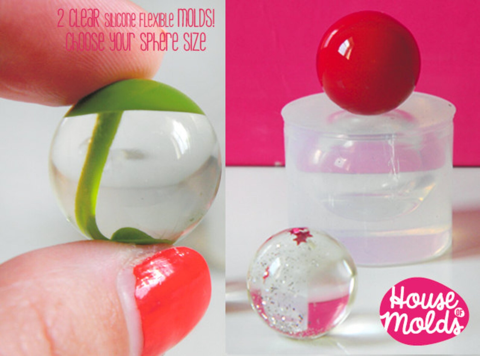 2 Flexible Clear Silicone Molds to make Smooth Shiny Spheres Etsy
