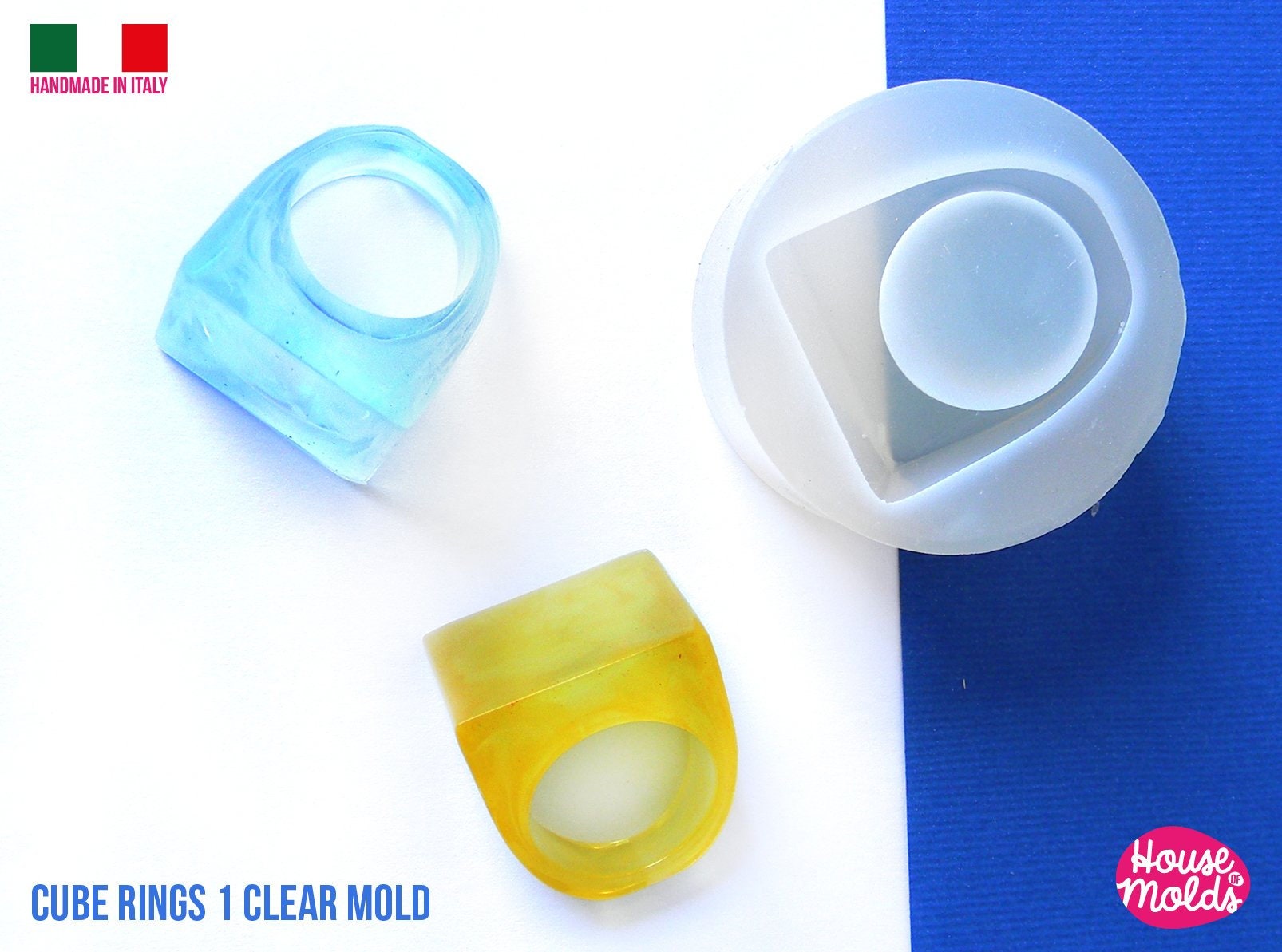 4 sizes Cube Rings clear Mold- 4 sizes Cube rings resin rings