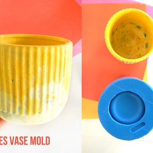 Stripes Vase Silicone Mold 10,8 Cm Tall X 10,2 Cm Diameter - Matt Finish - Ideal For Resin , Cement , Plaster , Jesmonite House Of Molds 20 image 2
