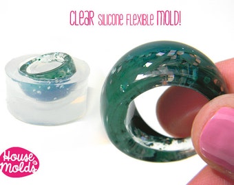 Modern Bold Ring Mold, Clear Silicone, USA Size 9 1/4