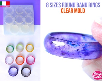 Round Edges Band Rings Clear Silicone Mold, Sizes 6-13