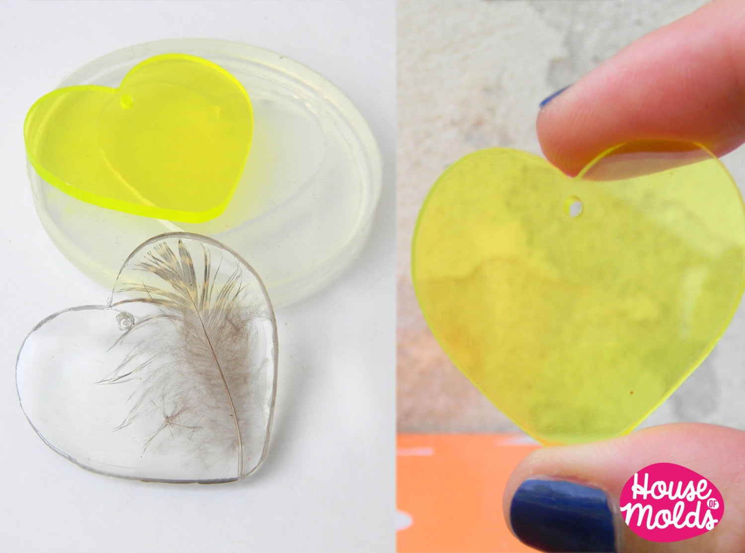 BEST Resin Heart Molds - quality silicone, cast 3 ways, in 4 sizes