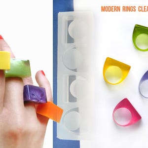 Silicone Modern Ring Mold, Glossy Resin Casting, USA Sizes 6-11