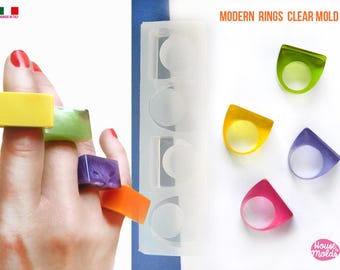 NEW SIZES ! Modern Rings Multisize Mold , super glossy resin castings - high quality mold