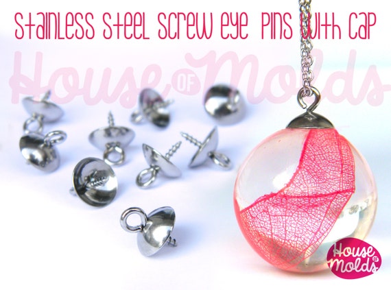 Stainless Steel Screw Eyepins with Cap-8x10 mm-perfect for create your pendants or earrings!