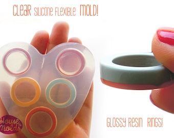 Clear Silicone Band Ring Mold, 5 Sizes, Resin Jewelry