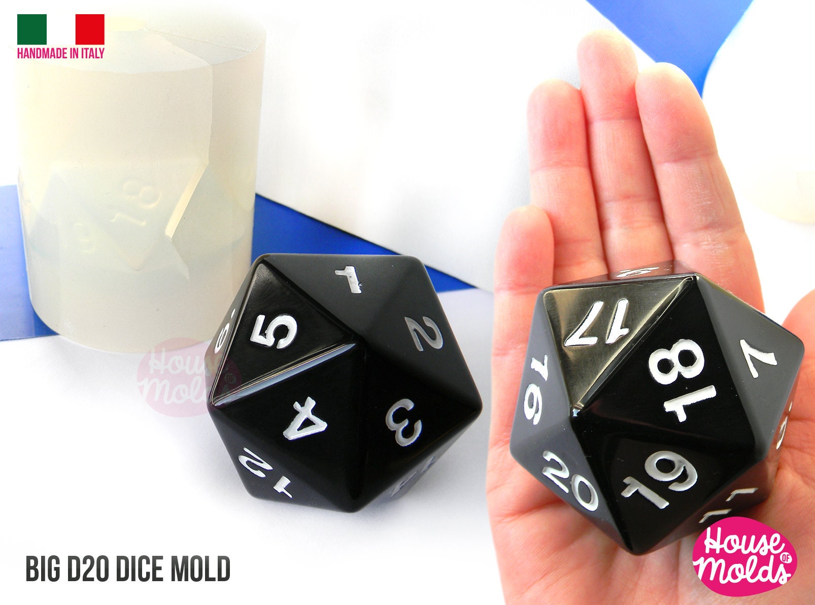 D20 ビッグダイスモールド 5 x 6 cm 透明シリコンモールド HOUSE D20 ビッグダイスモールド 5 x 6 cm 透明シリコンモールド HOUSE
