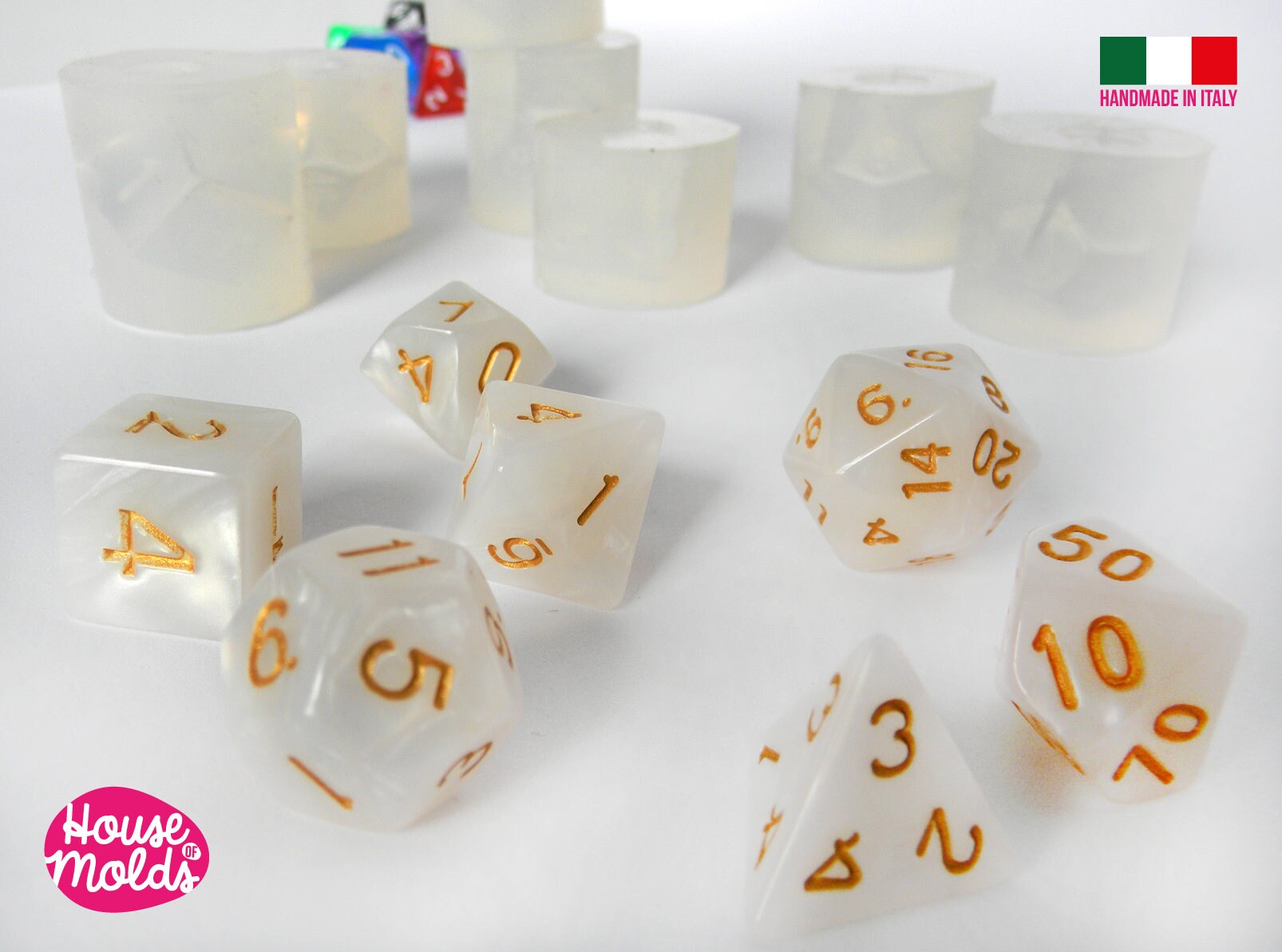 Super Sharp Gamer Dice Set of 7 Clear Silicone Molds - HOUSE OF MOLDS- –  House Of Molds