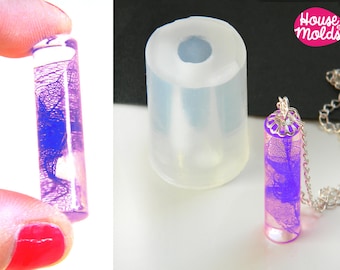 Cylinder Pendant Clear Silicone Mold for Resin, 3D Jewelry (7mm)