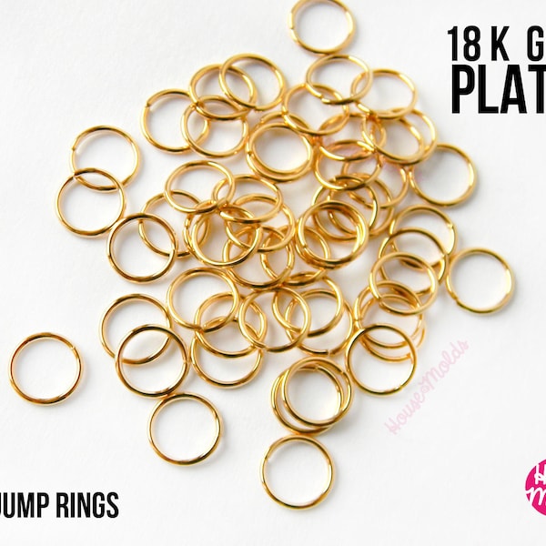 18K Gold Plated Open Jump Rings  - 4 to 8 mm external diameters - luxury quality