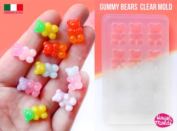 Gummy Bears Clear Silicone Mold 9 Cavityes 17 Mm Height X Approx 10 Mm Wide  each Bear Great for Resin Earrings/ Necklace Making And 