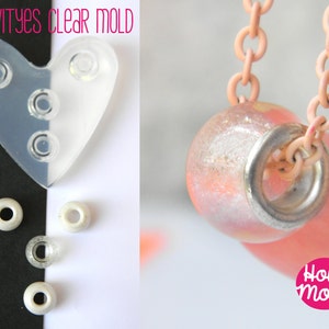 4 Cavityes Clear Mold Slim Drilled  Beads -HOUSEOFMOLDS-Mold for 4 Slim European Style Resin beads,beads 12 mm diameter inner hole 5 mm
