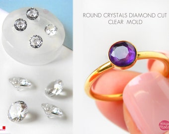 Round Cut Diamond -  4 cavities Mold for your precious  keepsakes - from 2 to 10 mm diameter