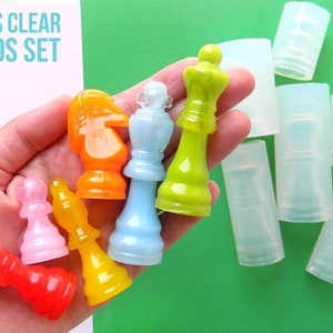 3D CHESS PIECES  SET 6  Clear Silicone Molds  - 6 chess pieces for play standard size - house of molds design - made in Italy