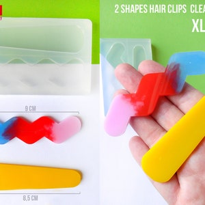 XL Hair Clips 2 Flat Shapes Clear Mold - Zig Zag and Triangle  - Transparent Silicone Mold super shiny  House of molds - HOMHCZTXL