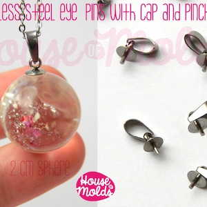 Stainless Steel Tiny Eyepins with Caps and Pinch Bails -5x13 mm-perfect for create your pendants !