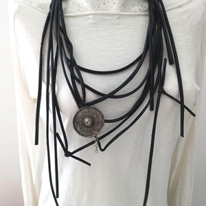 Modern Silver Statement Necklace: Removable Round Pendant