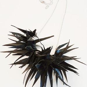 Bike Tube Statement Necklace: Upcycled Tire Pendant, Aluminum Chain