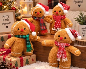 ジンジャーブレッドマンのぬいぐるみ（レッドリボン） - クリスマスの