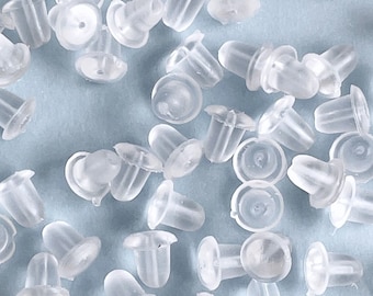 ear nuts clear rubber earring backs earring stoppers tiny small (50 pcs)