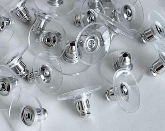 Silver Ear Nuts with Comfort Clutch: Earring Back Stoppers (20 pcs)