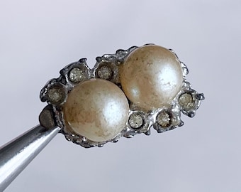 vintage rhinestone pearl box clasp one strand necklace closure (1 pc)