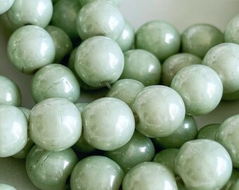 6 mm light green czech glass beads smooth round beads druk beads green laurel sage green aqua green, x 25 pcs