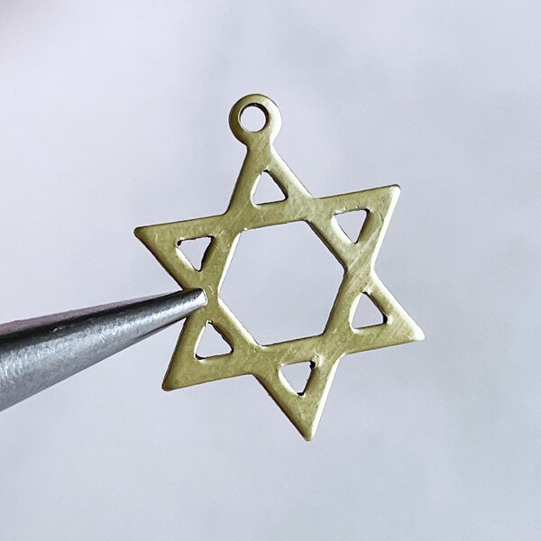 brass jewish star charm star of david pendant gold toned judaic jewelry finding chanukah gift, x 2 pcs