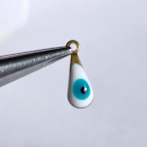 Tiny Enamel Evil Eye Teardrop Charms, Brass Jewelry Findings (10 pcs)