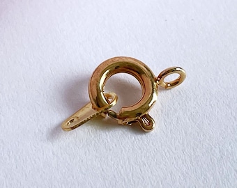 6mm gold toned spring ring clasps jewelry closure necklace hook and eye bracelet clasp, x 10 sets