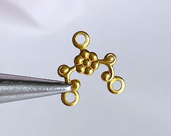 Tiny Brass Flower Connectors: Multi Strand Necklace/Earring Charm (10 pcs)