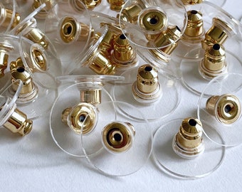 Brass Ear Nuts with Comfort Clutch: Earring Back Stoppers (30 pcs)