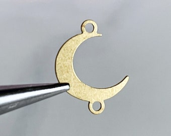 brass moon connector crescent moon charms for jewelry making earring connectors (6 pcs)
