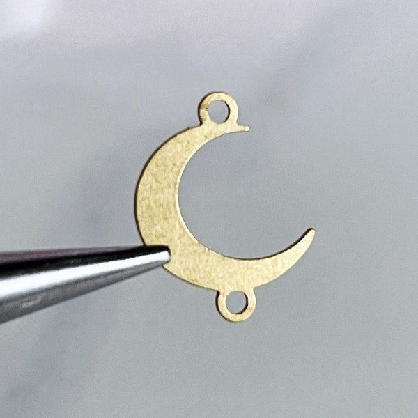 brass moon connector crescent moon charms for jewelry making earring connectors, x 6 pcs