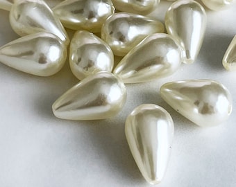 Teardrop Faux Pearl Beads: 16mm Vintage Style Bridal Jewelry (20 pcs)