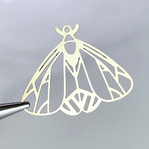 Brass Moth Charm: Laser Cut Insect Jewelry Connector (6 pcs)
