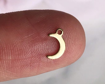 Tiny Brass Crescent Moon Charms: Celestial Jewelry Findings (20 pcs)
