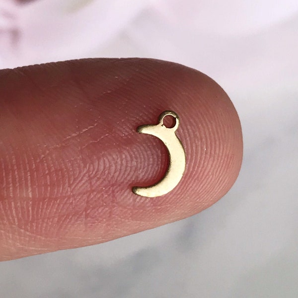 tiny moon charms floating locket charms small brass crescent moon phase celestial jewelry findings, x 20 pcs