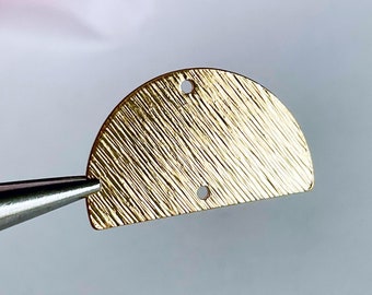 18K Gold Plated Textured Semi Circle Connector: Jewelry Finding 25mm x 13mm (2 pcs)