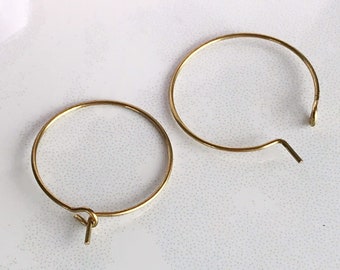 Brass Hoop Earring Wires: 20mm Latch Back Connectors (20 pcs)